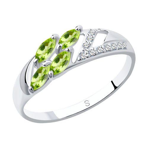 Кольцо декоративное Sokolov и Diamant,  серебро 925 проба, вставка хризолит (Sokolov и Diamant, Россия)