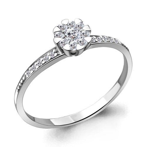 Кольцо помолвочное Aquamarine, белое золото 585 проба, вставка бриллиант (Aquamarine, Россия)