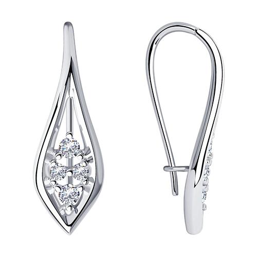 Серьги длинные Sokolov и Diamant,  серебро 925 проба, вставка фианит (Sokolov и Diamant, Россия)