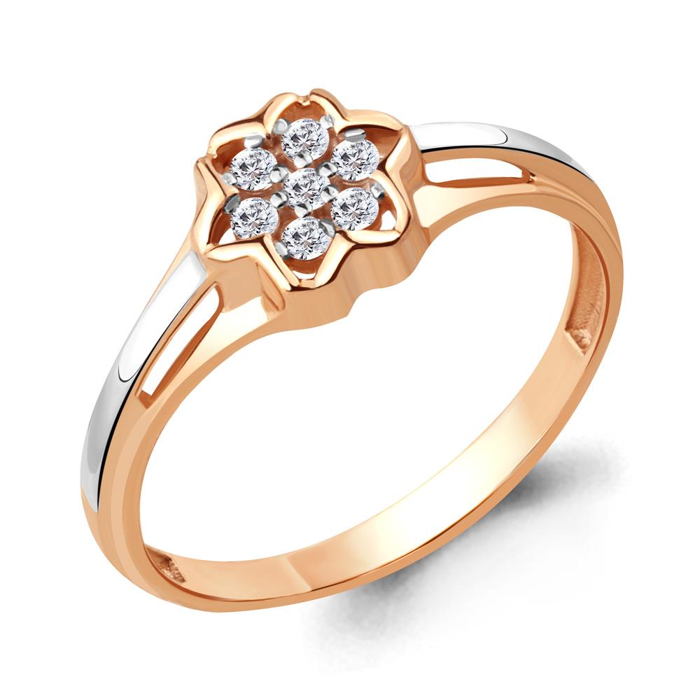 Кольцо декоративное Aquamarine, красное золото 585 проба, вставка фианит (Aquamarine, Россия)