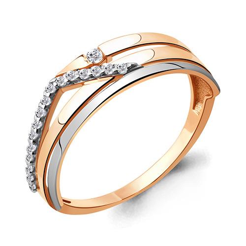 Кольцо декоративное Aquamarine, красное золото 585 проба, вставка фианит (Aquamarine, Россия)