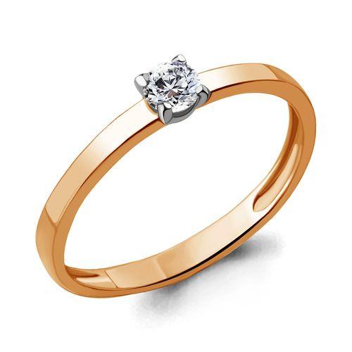 Кольцо помолвочное Aquamarine, красное золото 585 проба, вставка бриллиант (Aquamarine, Россия)