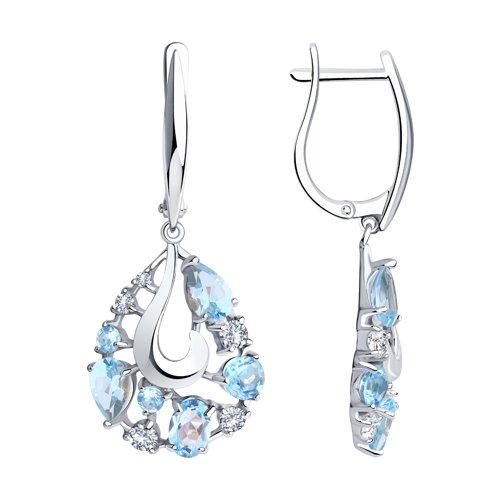 Серьги длинные Sokolov и Diamant,  серебро 925 проба, вставка топаз (Sokolov и Diamant, Россия)
