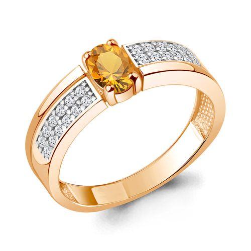 Кольцо декоративное Aquamarine, красное золото 585 проба, вставка фианит (Aquamarine, Россия)