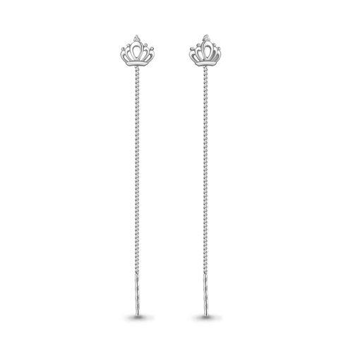 Серьги-цепочки Aquamarine,  серебро 925 проба, вставка фианит (Aquamarine, Россия)