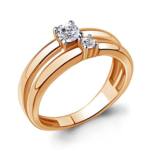Кольцо декоративное Aquamarine, красное золото 585 проба, вставка фианит (Aquamarine, Россия)