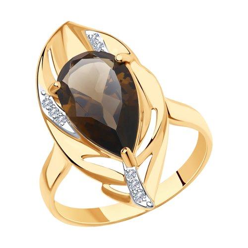 Кольцо декоративное Sokolov и Diamant, красное золото 585 проба, вставка раухтопаз (Sokolov и Diamant, Россия)