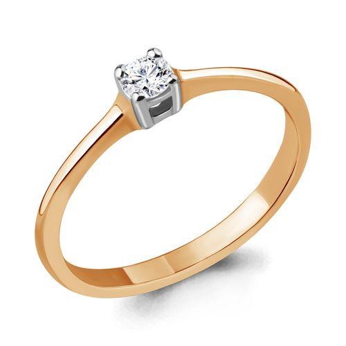 Кольцо помолвочное Aquamarine, красное золото 585 проба, вставка бриллиант (Aquamarine, Россия)