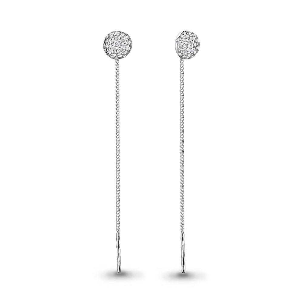 Серьги-цепочки Aquamarine,  серебро 925 проба, вставка фианит (Aquamarine, Россия)