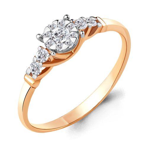 Кольцо декоративное Aquamarine, красное золото 585 проба, вставка бриллиант (Aquamarine, Россия)