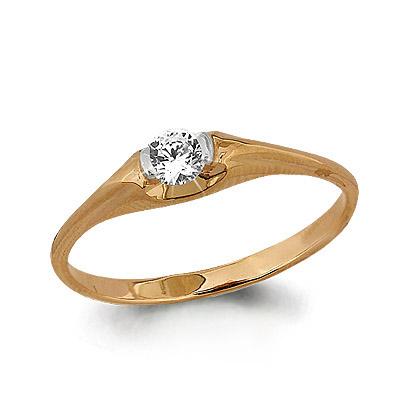 Кольцо помолвочное Aquamarine, красное золото 585 проба, вставка бриллиант (Aquamarine, Россия)