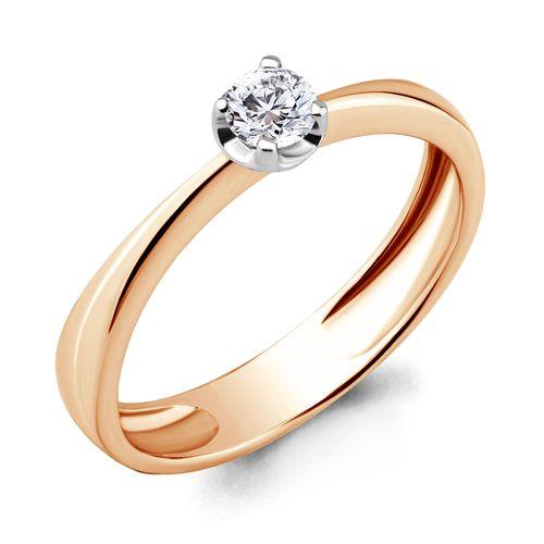 Кольцо помолвочное Aquamarine, красное золото 585 проба, вставка бриллиант (Aquamarine, Россия)