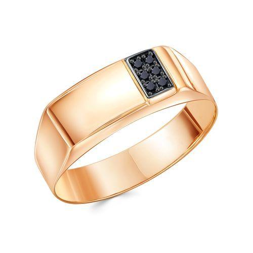 Кольцо печатка, красное золото 585 проба, вставка фианит (Беларусь)