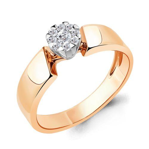 Кольцо помолвочное Aquamarine, красное золото 585 проба, вставка бриллиант (Aquamarine, Россия)