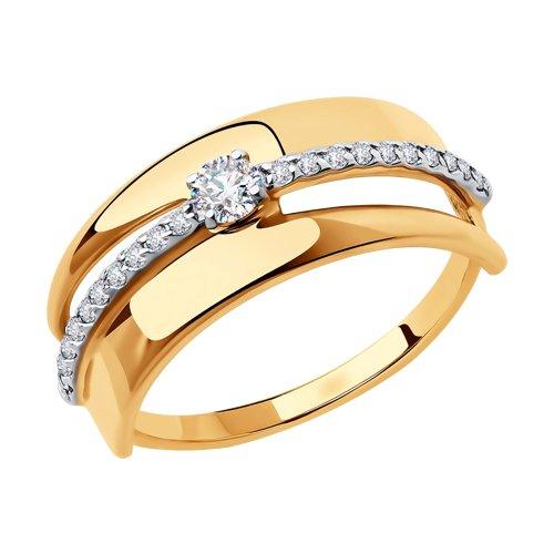 Кольцо декоративное Sokolov и Diamant, красное золото 585 проба, вставка фианит (Sokolov и Diamant, Россия)