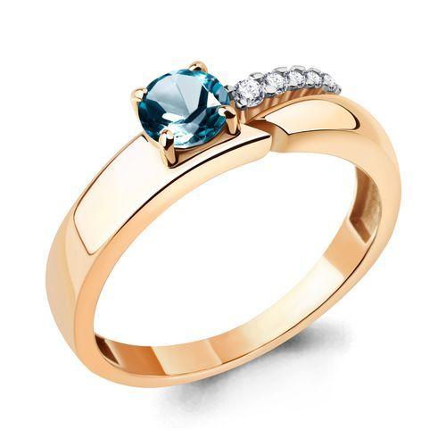 Кольцо декоративное Aquamarine, красное золото 585 проба, вставка фианит (Aquamarine, Россия)