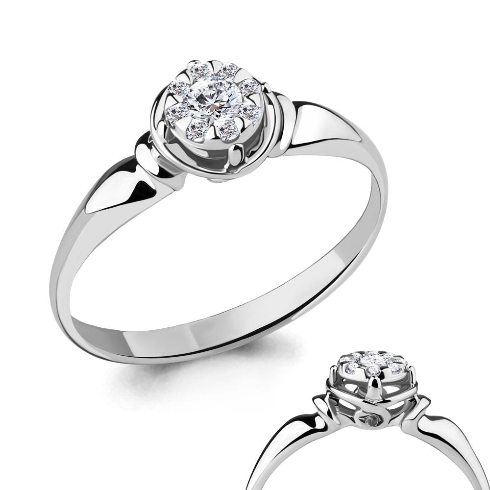 Кольцо декоративное Aquamarine, белое золото 585 проба, вставка бриллиант (Aquamarine, Россия)