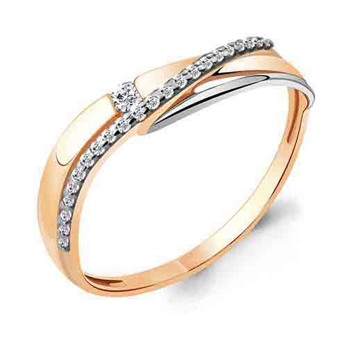 Кольцо декоративное Aquamarine, красное золото 585 проба, вставка фианит (Aquamarine, Россия)
