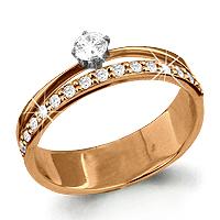 Кольцо декоративное Aquamarine, красное золото 585 проба, вставка бриллиант (Aquamarine, Россия)