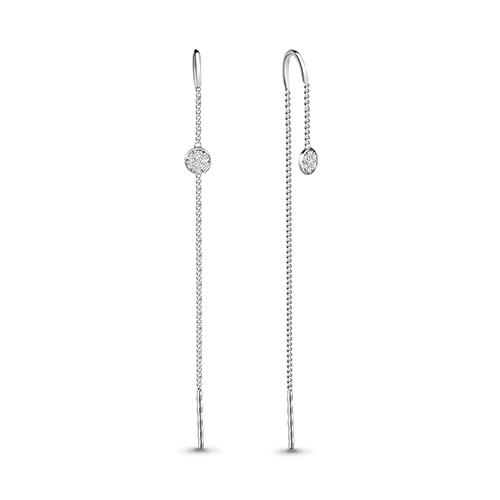Серьги-цепочки Aquamarine,  серебро 925 проба, вставка фианит (Aquamarine, Россия)