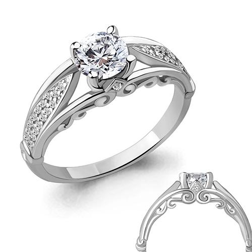 Кольцо декоративное Aquamarine,  серебро 925 проба, вставка фианит (Aquamarine, Россия)