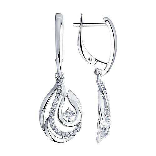 Серьги длинные Sokolov и Diamant,  серебро 925 проба, вставка фианит (Sokolov и Diamant, Россия)