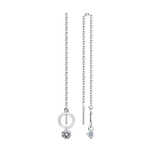 Серьги-цепочки Sokolov и Diamant,  серебро 925 проба, вставка фианит (Sokolov и Diamant, Россия)