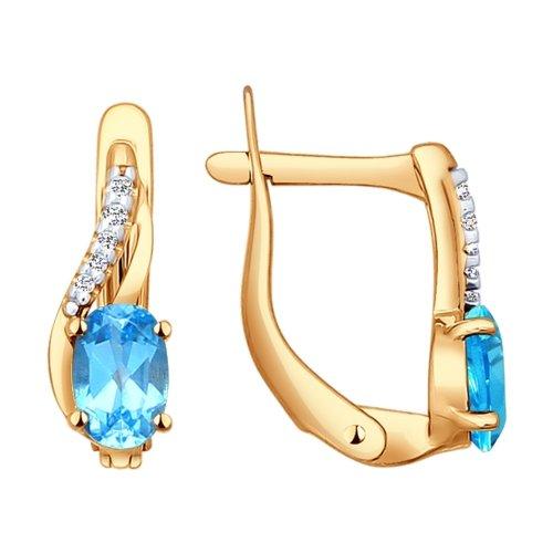 Серьги с английским замком Sokolov и Diamant, красное золото 585 проба, вставка топаз (Sokolov и Diamant, Россия)