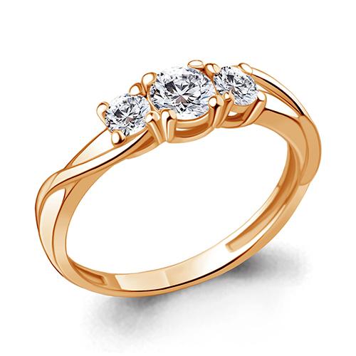 Кольцо декоративное Aquamarine, красное золото 585 проба, вставка фианит (Aquamarine, Россия)