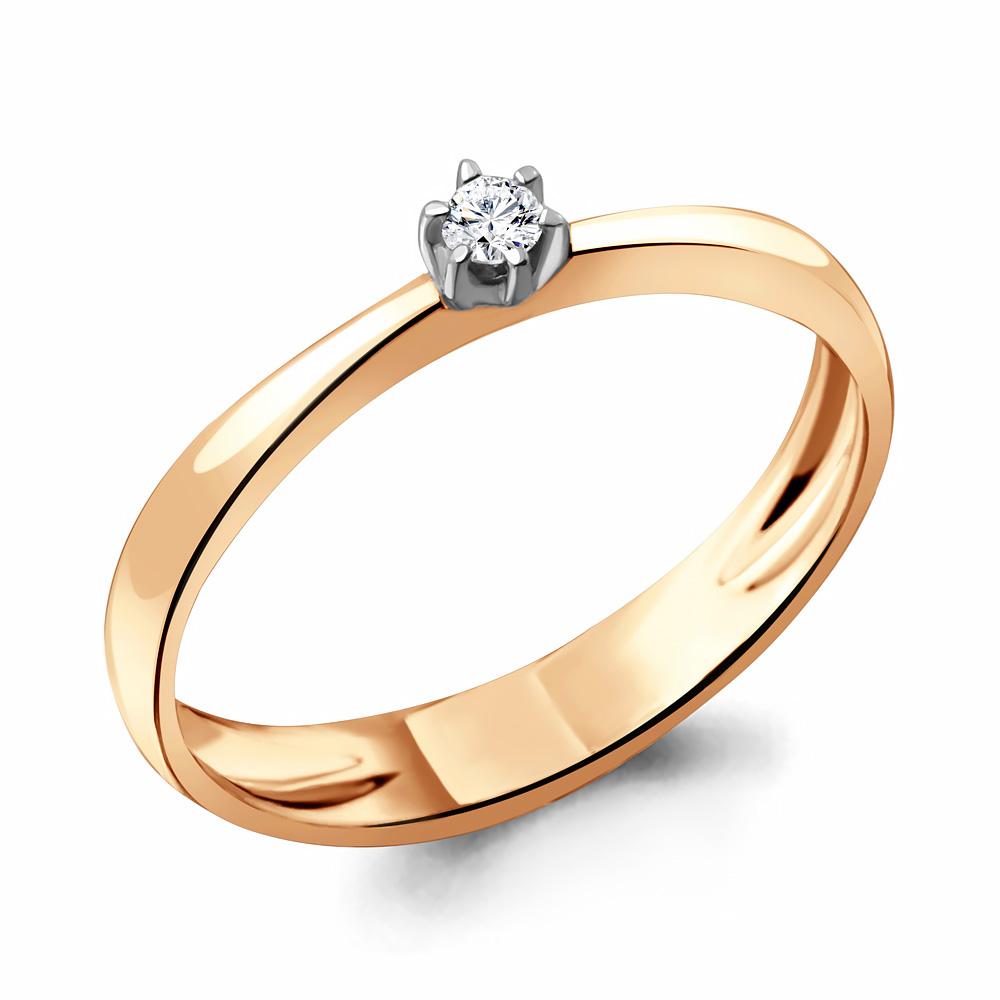 Кольцо помолвочное Aquamarine, красное золото 585 проба, вставка бриллиант (Aquamarine, Россия)