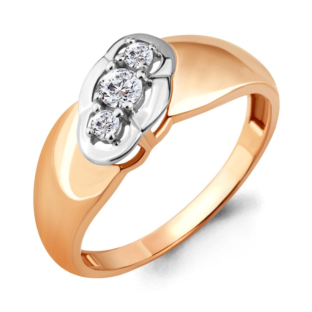 Кольцо декоративное Aquamarine, красное золото 585 проба, вставка фианит (Aquamarine, Россия)
