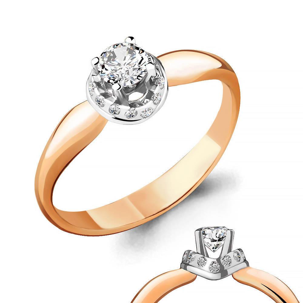 Кольцо помолвочное Aquamarine, красное золото 585 проба, вставка бриллиант (Aquamarine, Россия)