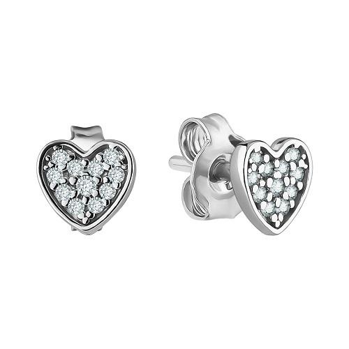 Серьги пусеты TALANT,  серебро 925 проба, вставка фианит (TALANT, Россия)
