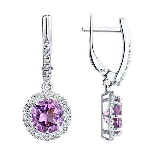 Серьги длинные Sokolov и Diamant,  серебро 925 проба, вставка аметист (Sokolov и Diamant, Россия)