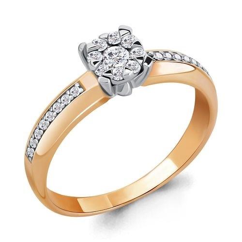 Кольцо помолвочное Aquamarine, красное золото 585 проба, вставка бриллиант (Aquamarine, Россия)